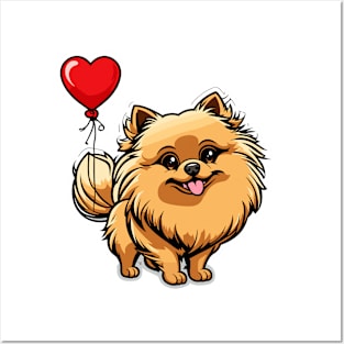 Pomeranian Heart Balloon - Valentines Day Posters and Art